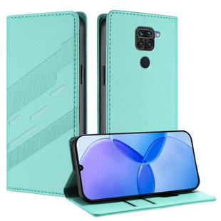 For Redmi Note 9 Embossed Multi-functional Wallet Retro Leather Phone Case(Mint Green)