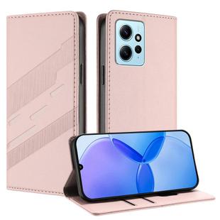 For Redmi Note 12 4G Embossed Multi-functional Wallet Retro Leather Phone Case(Pink)