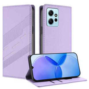 For Redmi Note 12 4G Embossed Multi-functional Wallet Retro Leather Phone Case(Light Purple)