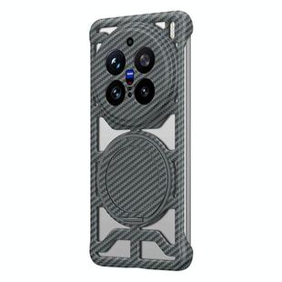 For vivo X200 Pro Hollow Carbon Fiber Rotating Bracket MagSafe Phone Case(Grey)