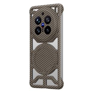 For vivo X200 Pro Hollow Carbon Fiber Rotating Bracket MagSafe Phone Case(Gold)