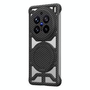 For vivo X200 Pro Hollow Carbon Fiber Rotating Bracket MagSafe Phone Case(Black)