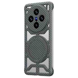 For vivo X200 Hollow Carbon Fiber Rotating Bracket MagSafe Phone Case(Grey)