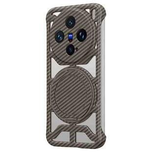 For vivo X200 Hollow Carbon Fiber Rotating Bracket MagSafe Phone Case(Gold)