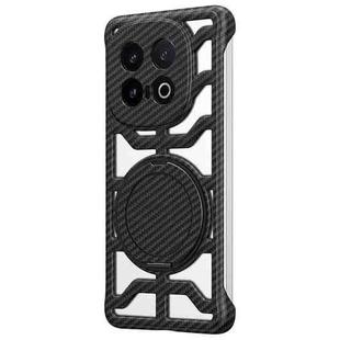 For vivo iQOO 13 Hollow Carbon Fiber Rotating Bracket MagSafe Phone Case(Black)