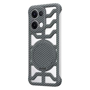 For OPPO Reno13 Global Hollow Carbon Fiber Rotating Bracket MagSafe Phone Case(Grey)