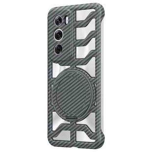 For OPPO Reno12 Pro Global Hollow Carbon Fiber Rotating Bracket MagSafe Phone Case(Grey)
