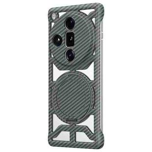 For OPPO Find X7 Ultra Hollow Carbon Fiber Rotating Bracket MagSafe Phone Case(Grey)
