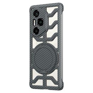 For Honor 300 Pro / 300 Ultra Hollow Carbon Fiber Rotating Bracket MagSafe Phone Case(Grey)