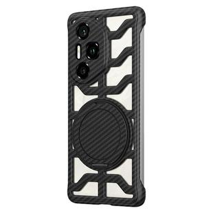 For Honor 300 Pro / 300 Ultra Hollow Carbon Fiber Rotating Bracket MagSafe Phone Case(Black)