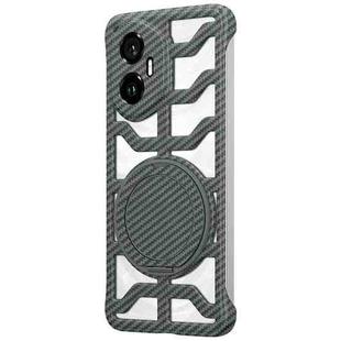 For Honor 300 Hollow Carbon Fiber Rotating Bracket MagSafe Phone Case(Grey)