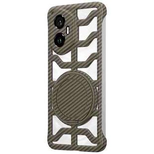 For Honor 300 Hollow Carbon Fiber Rotating Bracket MagSafe Phone Case(Gold)