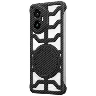 For Honor 300 Hollow Carbon Fiber Rotating Bracket MagSafe Phone Case(Black)