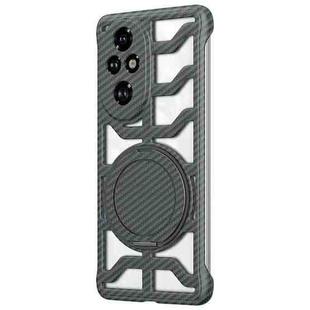 For Honor 200 Pro Hollow Carbon Fiber Rotating Bracket MagSafe Phone Case(Grey)