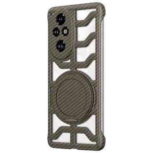 For Honor 200 Pro Hollow Carbon Fiber Rotating Bracket MagSafe Phone Case(Gold)