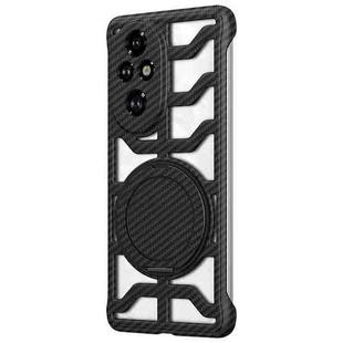 For Honor 200 Pro Hollow Carbon Fiber Rotating Bracket MagSafe Phone Case(Black)