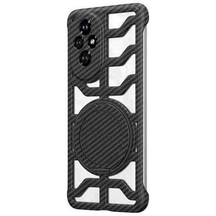 For Honor 200 Hollow Carbon Fiber Rotating Bracket MagSafe Phone Case(Black)