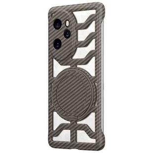 For Honor 100 Pro Hollow Carbon Fiber Rotating Bracket MagSafe Phone Case(Gold)
