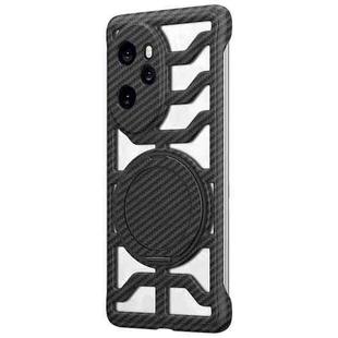 For Honor 100 Pro Hollow Carbon Fiber Rotating Bracket MagSafe Phone Case(Black)