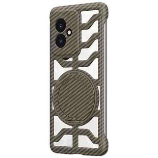 For Honor 100 Hollow Carbon Fiber Rotating Bracket MagSafe Phone Case(Gold)