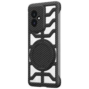 For Honor 100 Hollow Carbon Fiber Rotating Bracket MagSafe Phone Case(Black)