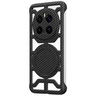 For Honor Magic7 Pro Hollow Carbon Fiber Rotating Bracket MagSafe Phone Case(Black)