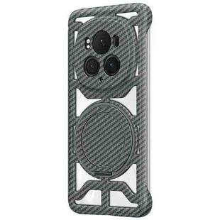 For Honor Magic6 Pro Hollow Carbon Fiber Rotating Bracket MagSafe Phone Case(Grey)