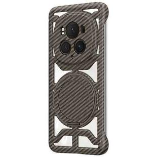 For Honor Magic6 Pro Hollow Carbon Fiber Rotating Bracket MagSafe Phone Case(Gold)