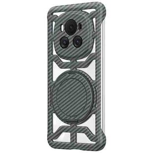 For Honor Magic6 Hollow Carbon Fiber Rotating Bracket MagSafe Phone Case(Grey)