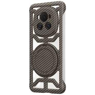 For Honor Magic6 Hollow Carbon Fiber Rotating Bracket MagSafe Phone Case(Gold)