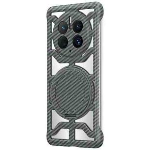 For Huawei Mate 50 Pro Hollow Carbon Fiber Rotating Bracket MagSafe Phone Case(Grey)