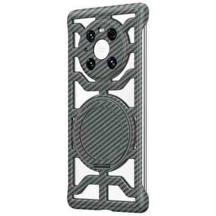 For Huawei Mate 40 Pro Hollow Carbon Fiber Rotating Bracket MagSafe Phone Case(Grey)