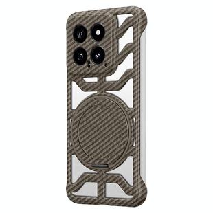 For Xiaomi 14 Hollow Carbon Fiber Rotating Bracket MagSafe Phone Case(Gold)