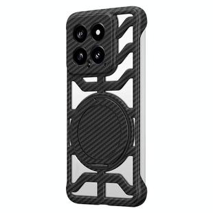 For Xiaomi 14 Hollow Carbon Fiber Rotating Bracket MagSafe Phone Case(Black)
