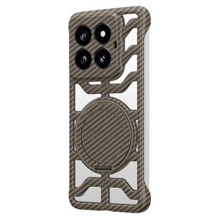 For Xiaomi 14 Pro Hollow Carbon Fiber Rotating Bracket MagSafe Phone Case(Gold)