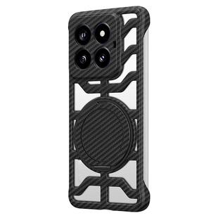 For Xiaomi 14 Pro Hollow Carbon Fiber Rotating Bracket MagSafe Phone Case(Black)
