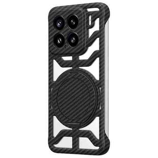 For Xiaomi 15 Hollow Carbon Fiber Rotating Bracket MagSafe Phone Case(Black)