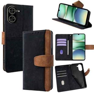 For Redmi A5 4G 171.7mm Color Stitching Skin Feel Leather RFID Blocking Phone Case(Black)