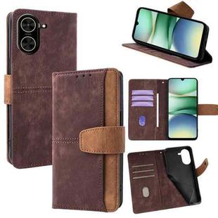 For Redmi A5 4G 171.7mm Color Stitching Skin Feel Leather RFID Blocking Phone Case(Brown)