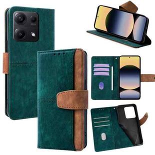 For Redmi Note 14S 4G Color Stitching Skin Feel Leather RFID Blocking Phone Case(Green)