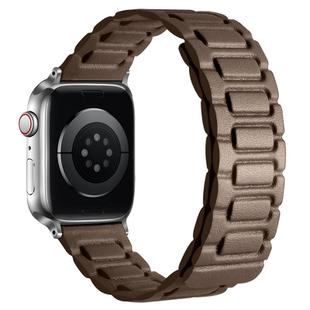 For Apple Watch 46mm / 49mm / 45mm / 44mm I-shaped Three-piece Leather Magnetic Watch Band(Taupe)