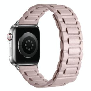 For Apple Watch 42mm / 41mm / 40mm / 38mm I-shaped Three-piece Leather Magnetic Watch Band(Khaki)