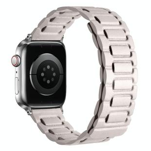 For Apple Watch 42mm / 41mm / 40mm / 38mm I-shaped Three-piece Leather Magnetic Watch Band(Starlight)