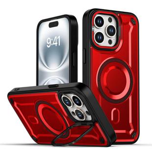For iPhone 15 Pro Max MagSafe PC Phone Case with Lens Holder(Red)