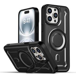 For iPhone 15 Pro Max MagSafe PC Phone Case with Lens Holder(Black)