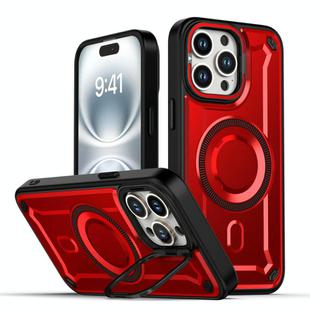 For iPhone 13 Pro Max MagSafe PC Phone Case with Lens Holder(Red)