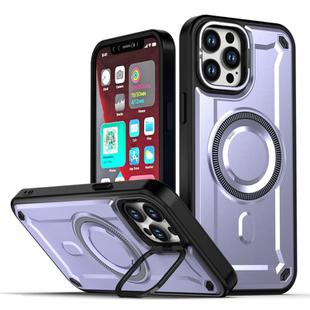 For iPhone 12 Pro Max MagSafe PC Phone Case with Lens Holder(Purple)