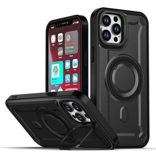 For iPhone 12 Pro Max MagSafe PC Phone Case with Lens Holder(Black)