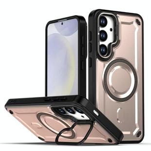 For Samsung Galaxy S25 5G / S24 5G MagSafe PC Phone Case with Lens Holder(Desert Gold)