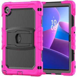 For Lenovo Tab 10.1 TB-311XU/FU Silicone Hydric PC Tablet Case with Shoulder Strap & Holder(Rose Red)